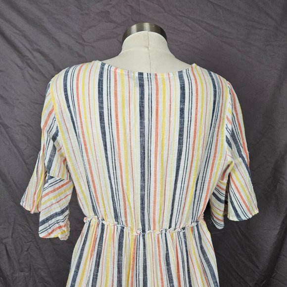 Spiaggia Dolce White Striped Fit & Flare Dress Size L - Picture 9 of 14